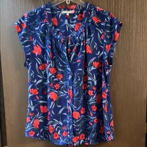 Daniel Rainn Relaxed Red Floral Cap Sleeve Blouse, XL